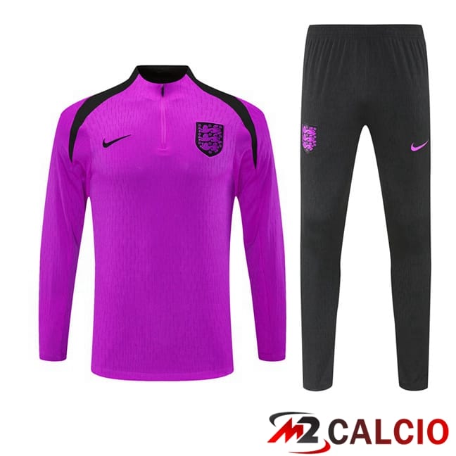 Maglie Calcio Personalizzate,Tute Calcio Squadre,Maglia Nazionale Italiana Calcio | Insieme Tuta Calcio Inghilterra Viola 2025/2026