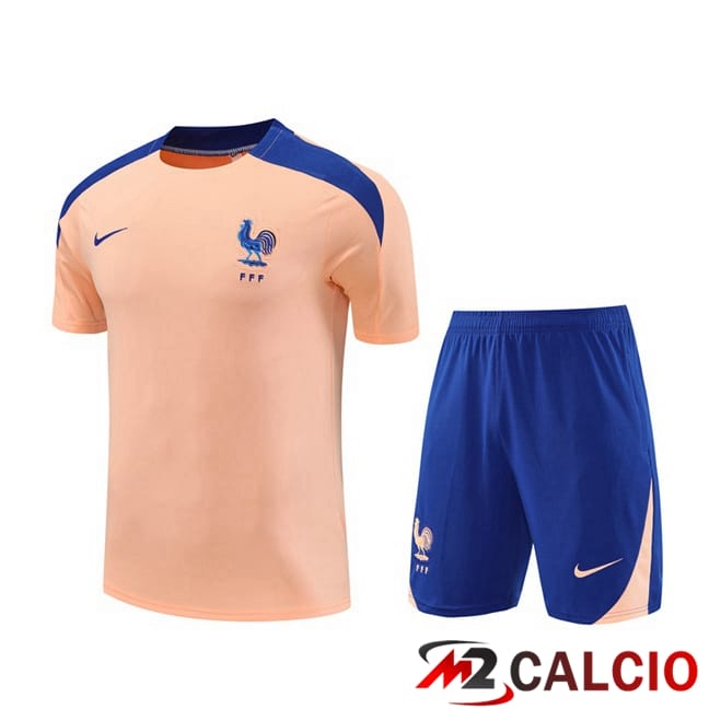 Maglie Calcio Personalizzate,Tute Calcio Squadre,Maglia Nazionale Italiana Calcio | Insieme T Shirt Allenamento Francia + Pantaloncini Rosa 2025/2026