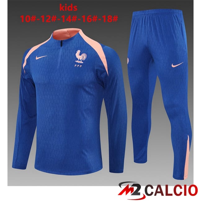 Maglie Calcio Personalizzate,Tute Calcio Squadre,Maglia Nazionale Italiana Calcio | Insieme Tuta Calcio Francia Bambino Blu 2025/2026
