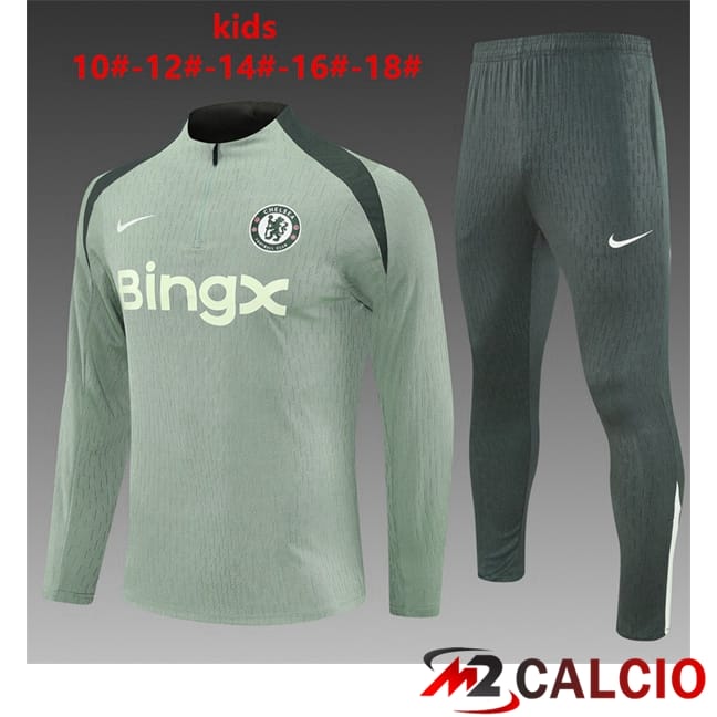 Maglie Calcio Personalizzate,Tute Calcio Squadre,Maglia Nazionale Italiana Calcio | Insieme Tuta Calcio FC Chelsea Bambino Verde 2025/2026