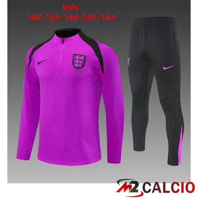 Maglie Calcio Personalizzate,Tute Calcio Squadre,Maglia Nazionale Italiana Calcio | Insieme Tuta Calcio Inghilterra Bambino Viola 2025/2026