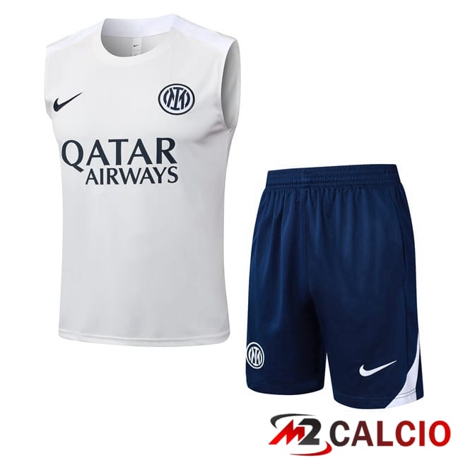 Maglie Calcio Personalizzate,Tute Calcio Squadre,Maglia Nazionale Italiana Calcio | Canotta Allenamento Inter Milan + Pantaloncini Bianco 2025/2026