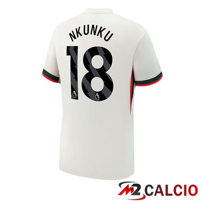 Maglie Calcio Personalizzate,Tute Calcio Squadre,Maglia Nazionale Italiana Calcio | Maglie Calcio FC Chelsea (Nkunku 18) Seconda Bianco 2025/2026