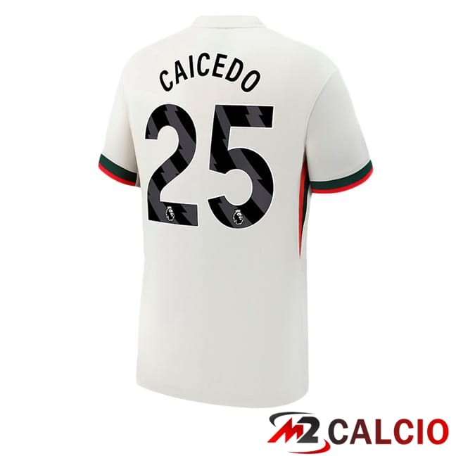 Maglie Calcio Personalizzate,Tute Calcio Squadre,Maglia Nazionale Italiana Calcio | Maglie Calcio FC Chelsea (Caicedo 25) Seconda Bianco 2025/2026