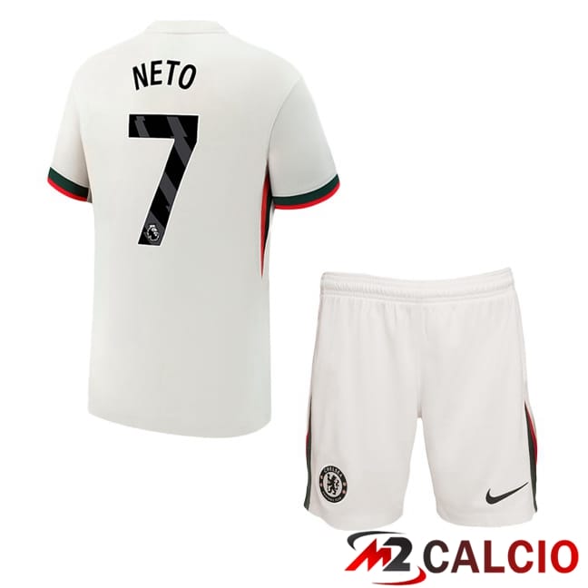 Maglie Calcio Personalizzate,Tute Calcio Squadre,Maglia Nazionale Italiana Calcio | Maglie Calcio FC Chelsea (Neto 7) Bambino Seconda Bianco 2025/2026