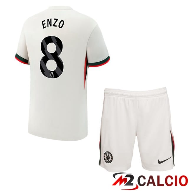 Maglie Calcio Personalizzate,Tute Calcio Squadre,Maglia Nazionale Italiana Calcio | Maglie Calcio FC Chelsea (Enzo 8) Bambino Seconda Bianco 2025/2026