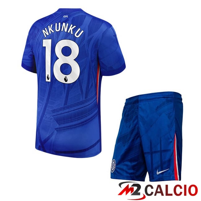 Maglie Calcio Personalizzate,Tute Calcio Squadre,Maglia Nazionale Italiana Calcio | Maglie Calcio FC Chelsea (Nkunku 18) Bambino Prima Blu 2025/2026