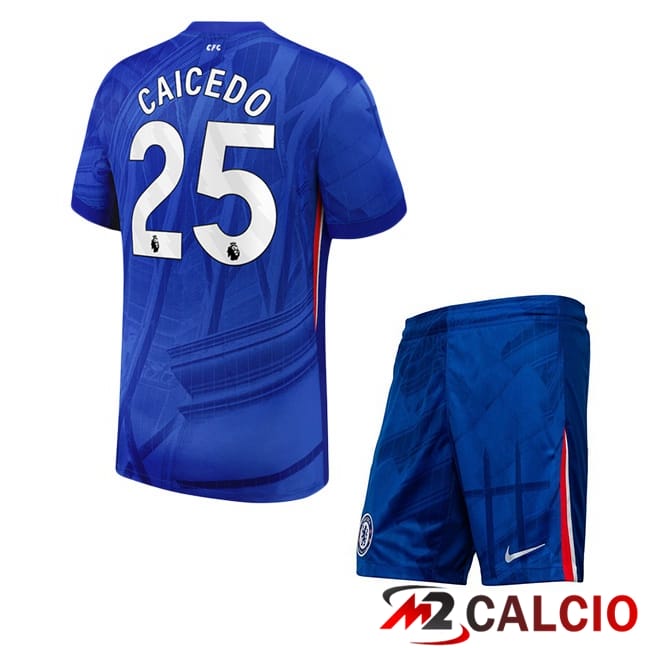 Maglie Calcio Personalizzate,Tute Calcio Squadre,Maglia Nazionale Italiana Calcio | Maglie Calcio FC Chelsea (Caicedo 25) Bambino Prima Blu 2025/2026