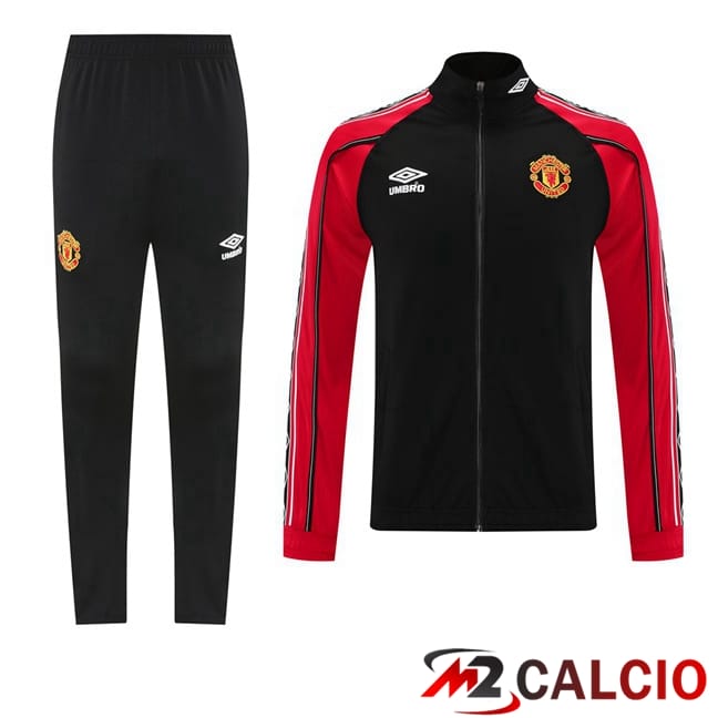 Maglie Calcio Personalizzate,Tute Calcio Squadre,Maglia Nazionale Italiana Calcio | Insieme Tuta Calcio - Giacca Manchester United Nero Rosso 2025/2026
