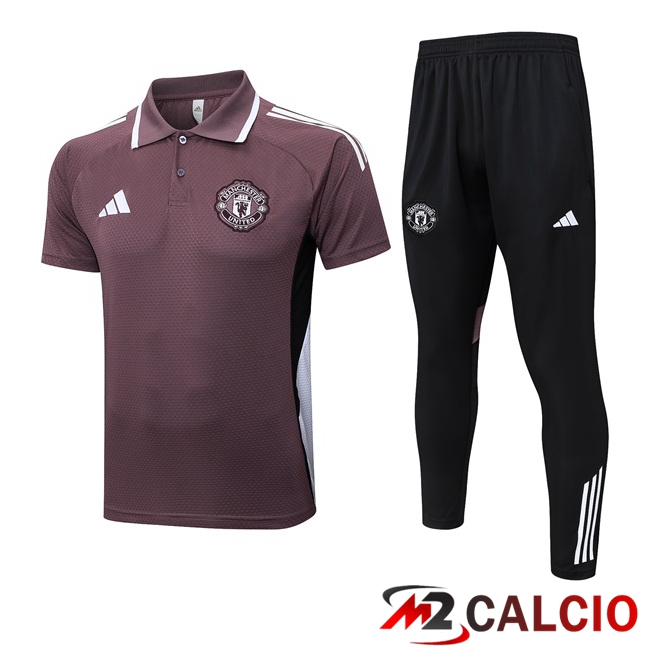 Maglie Calcio Personalizzate,Tute Calcio Squadre,Maglia Nazionale Italiana Calcio | Insieme Polo Manchester United + Pantaloni Viola 2025/2026
