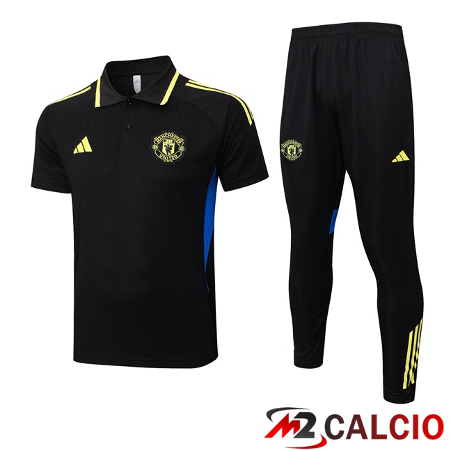 Maglie Calcio Personalizzate,Tute Calcio Squadre,Maglia Nazionale Italiana Calcio | Insieme Polo Manchester United + Pantaloni Nero 2025/2026