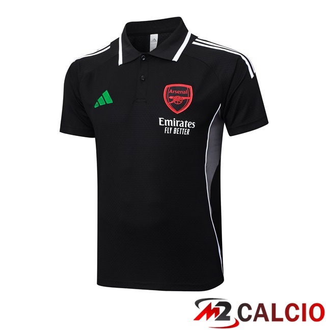 Maglie Calcio Personalizzate,Tute Calcio Squadre,Maglia Nazionale Italiana Calcio | Maglia Polo Arsenal Nero 2025/2026