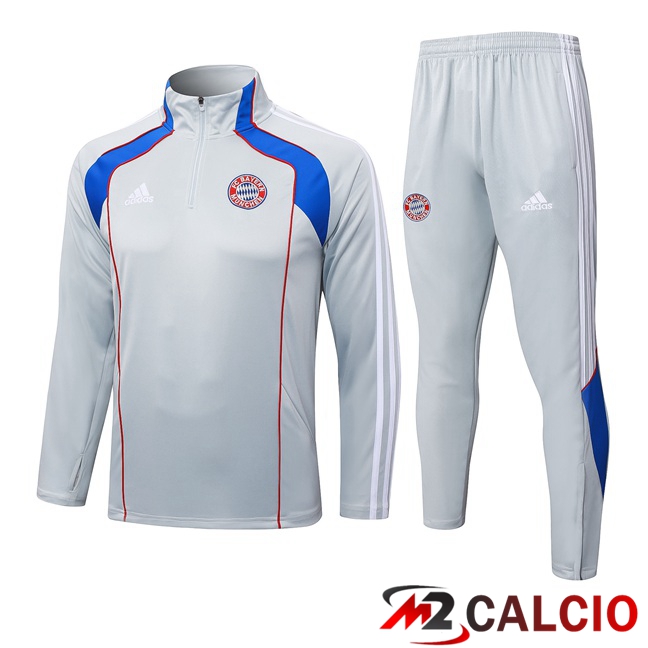 Maglie Calcio Personalizzate,Tute Calcio Squadre,Maglia Nazionale Italiana Calcio | Insieme Tuta Calcio Bayern Monaco Grigio 2025/2026