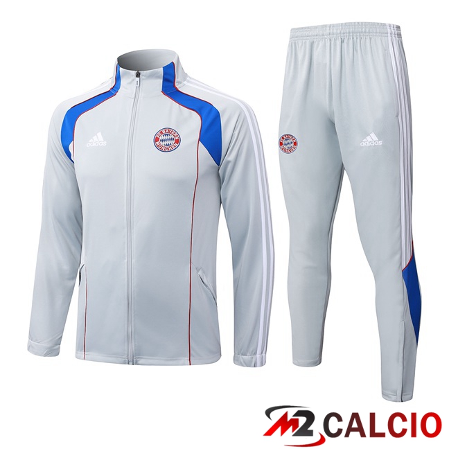 Maglie Calcio Personalizzate,Tute Calcio Squadre,Maglia Nazionale Italiana Calcio | Insieme Tuta Calcio - Giacca Bayern Monaco Grigio 2025/2026