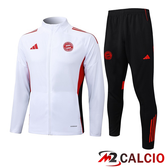 Maglie Calcio Personalizzate,Tute Calcio Squadre,Maglia Nazionale Italiana Calcio | Insieme Tuta Calcio - Giacca Bayern Monaco Bianco 2025/2026