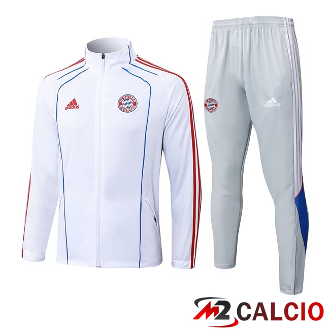Maglie Calcio Personalizzate,Tute Calcio Squadre,Maglia Nazionale Italiana Calcio | Insieme Tuta Calcio - Giacca Bayern Monaco Bianco 2025/2026