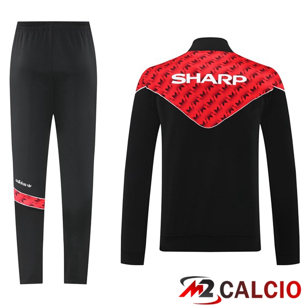 Insieme Tuta Calcio - Giacca Manchester United Rosso Nero 2025/2026