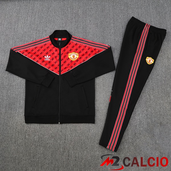 Insieme Tuta Calcio - Giacca Manchester United Rosso Nero 2025/2026