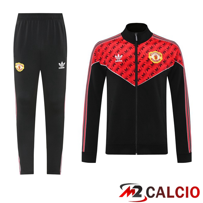 Maglie Calcio Personalizzate,Tute Calcio Squadre,Maglia Nazionale Italiana Calcio | Insieme Tuta Calcio - Giacca Manchester United Rosso Nero 2025/2026