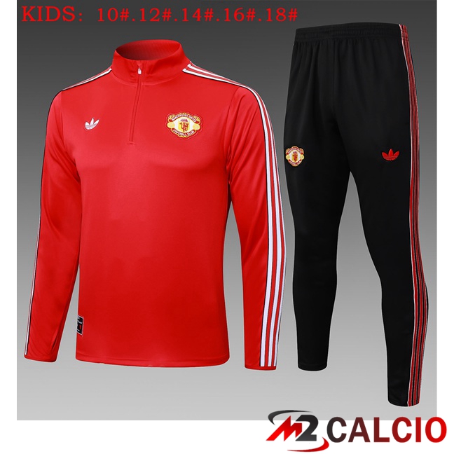 Maglie Calcio Personalizzate,Tute Calcio Squadre,Maglia Nazionale Italiana Calcio | Insieme Tuta Calcio Manchester United Bambino Rosso 2025/2026