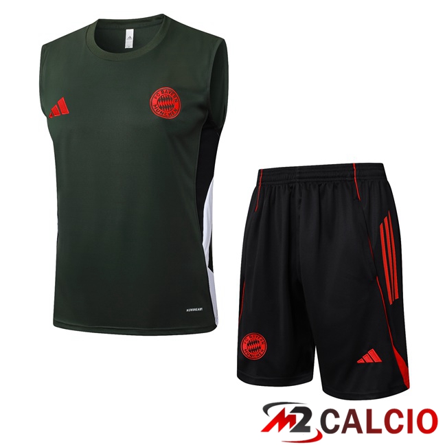 Maglie Calcio Personalizzate,Tute Calcio Squadre,Maglia Nazionale Italiana Calcio | Canotta Allenamento Bayern Monaco + Pantaloncini Verde 2025/2026