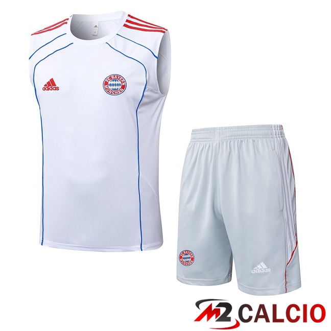 Maglie Calcio Personalizzate,Tute Calcio Squadre,Maglia Nazionale Italiana Calcio | Canotta Allenamento Bayern Monaco + Pantaloncini Bianco 2025/2026