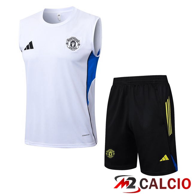 Maglie Calcio Personalizzate,Tute Calcio Squadre,Maglia Nazionale Italiana Calcio | Canotta Allenamento Manchester United + Pantaloncini Bianco 2025/2026