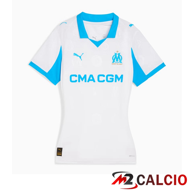 Maglie Calcio Personalizzate,Tute Calcio Squadre,Maglia Nazionale Italiana Calcio | Maglie Calcio Marsiglia OM Donna Prima Bianco 2025/2026
