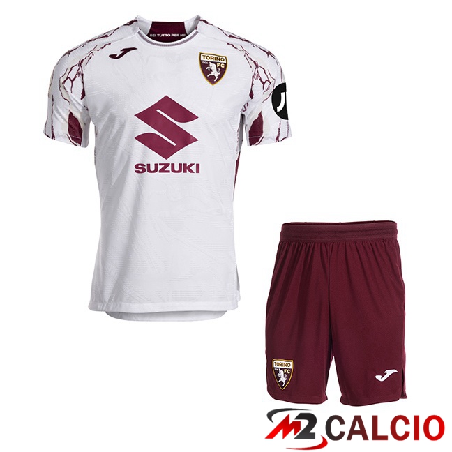 Maglie Calcio Personalizzate,Tute Calcio Squadre,Maglia Nazionale Italiana Calcio | Maglie Calcio Torino FC Bambino Seconda Bianco 2025/2026