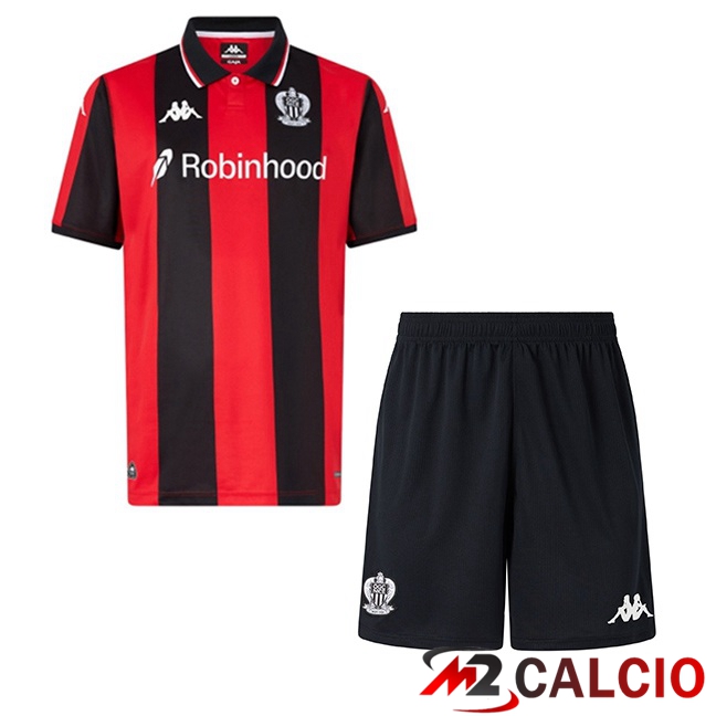 Maglie Calcio Personalizzate,Tute Calcio Squadre,Maglia Nazionale Italiana Calcio | Maglie Calcio OGC Nice Bambino Prima Rosso Nero 2025/2026