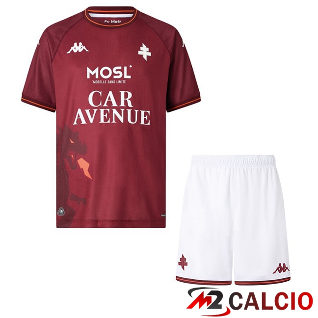 Maglie Calcio Personalizzate,Tute Calcio Squadre,Maglia Nazionale Italiana Calcio | Maglie Calcio FC Metz Bambino Prima Marrone 2025/2026