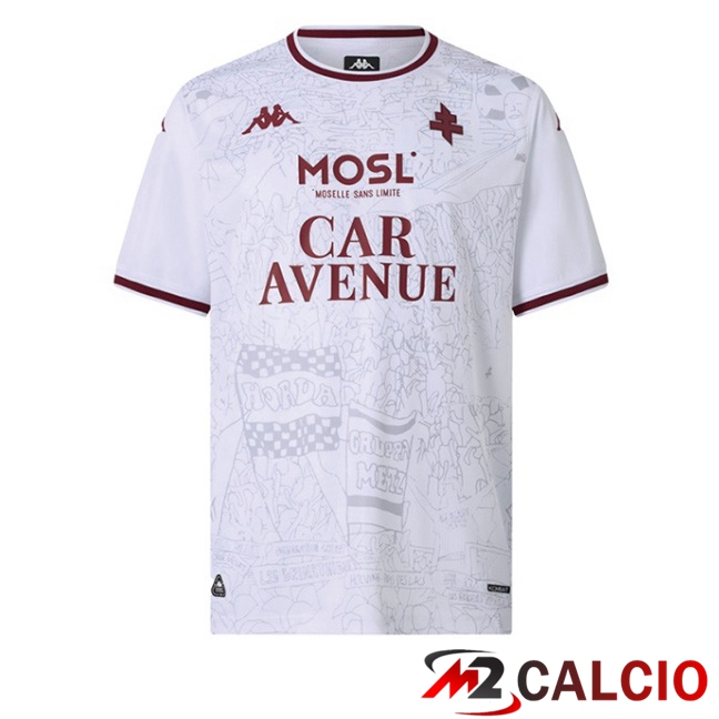 Maglie Calcio Personalizzate,Tute Calcio Squadre,Maglia Nazionale Italiana Calcio | Maglie Calcio FC Metz Seconda Bianco 2025/2026