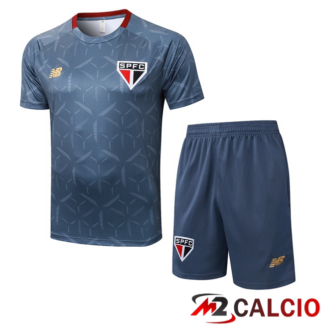 Maglie Calcio Personalizzate,Tute Calcio Squadre,Maglia Nazionale Italiana Calcio | Insieme T Shirt Allenamento Sao Paulo FC + Pantaloncini Blu Reale 2025/2026