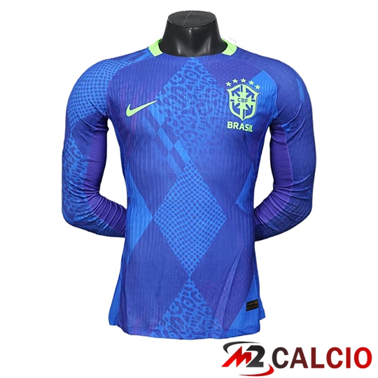 Maglie Calcio Personalizzate,Tute Calcio Squadre,Maglia Nazionale Italiana Calcio | Maglie Calcio Brasile Seconda Manica Lunga 2025 2026