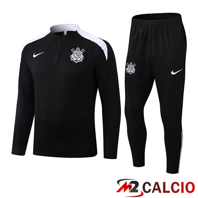 Maglie Calcio Personalizzate,Tute Calcio Squadre,Maglia Nazionale Italiana Calcio | Insieme Tuta Calcio Corinthians Nero 2025/2026