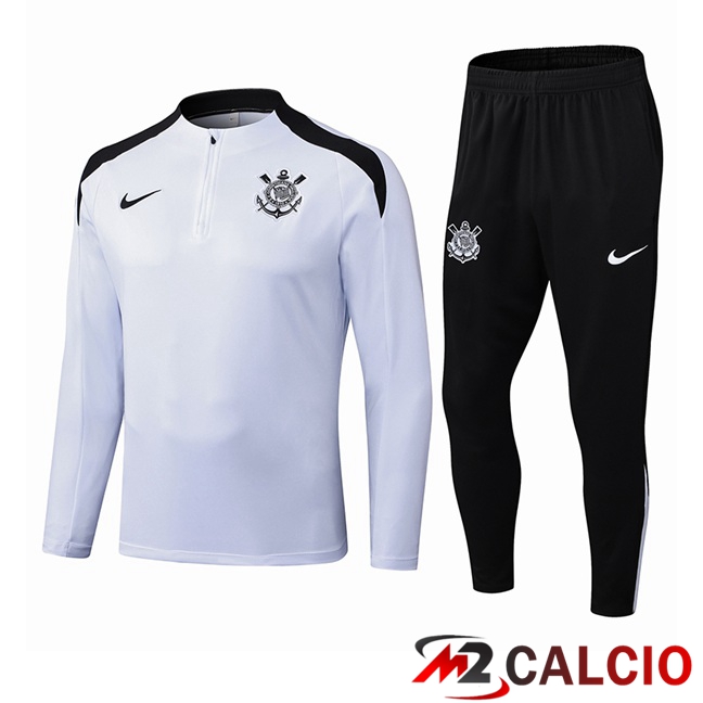 Maglie Calcio Personalizzate,Tute Calcio Squadre,Maglia Nazionale Italiana Calcio | Insieme Tuta Calcio Corinthians Bianco 2025/2026
