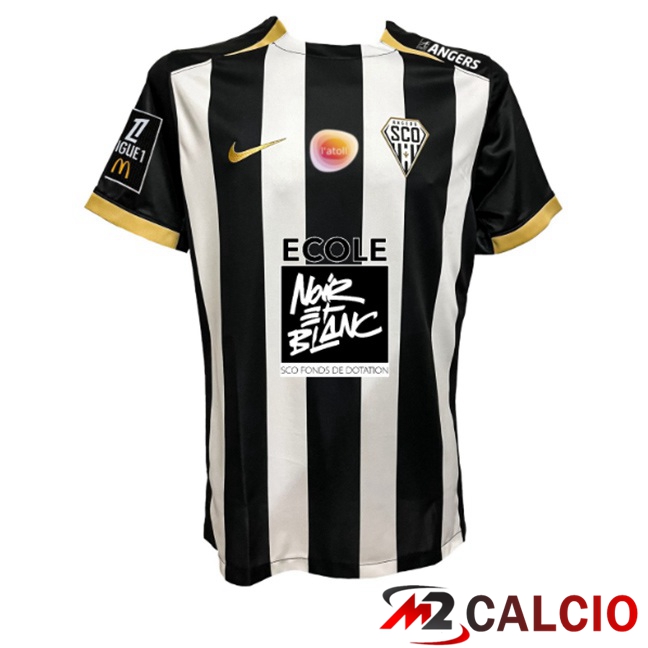 Maglie Calcio Personalizzate,Tute Calcio Squadre,Maglia Nazionale Italiana Calcio | Maglie Calcio Angers SCO Prima Nero Bianco 2025/2026