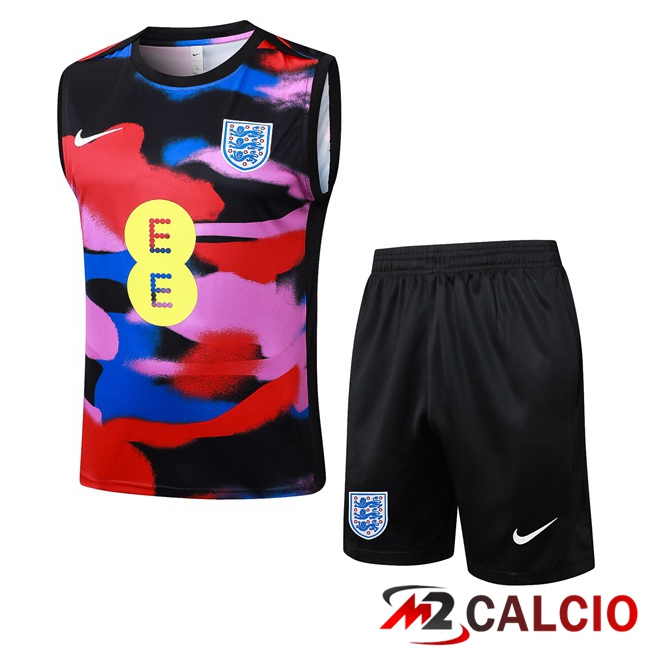 Maglie Calcio Personalizzate,Tute Calcio Squadre,Maglia Nazionale Italiana Calcio | Canotta Allenamento Inghilterra + Pantaloncini Rosso Nero Blu 2025/2026