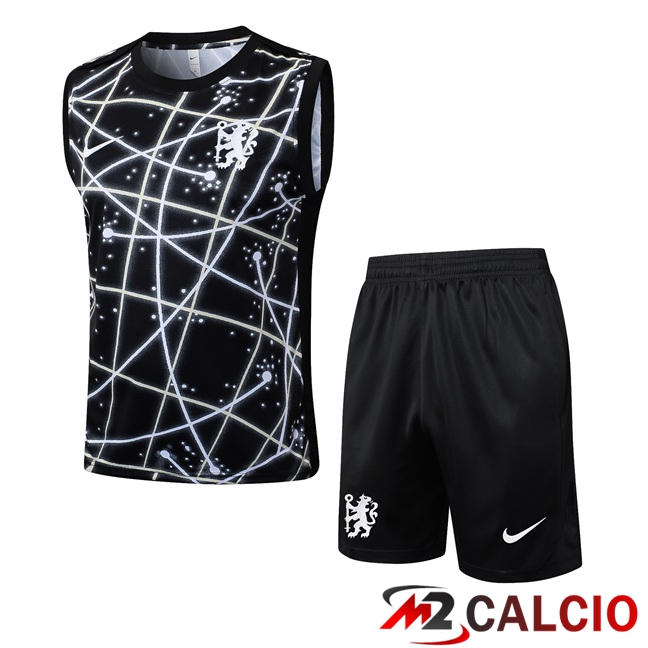Maglie Calcio Personalizzate,Tute Calcio Squadre,Maglia Nazionale Italiana Calcio | Canotta Allenamento FC Chelsea + Pantaloncini Nero 2025/2026