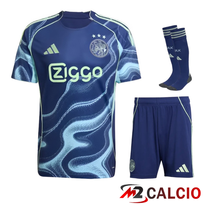 Maglie Calcio Personalizzate,Tute Calcio Squadre,Maglia Nazionale Italiana Calcio | Insieme Maglie Calcio AFC Ajax Seconda (Pantaloncini + Calzini) 2025 2026