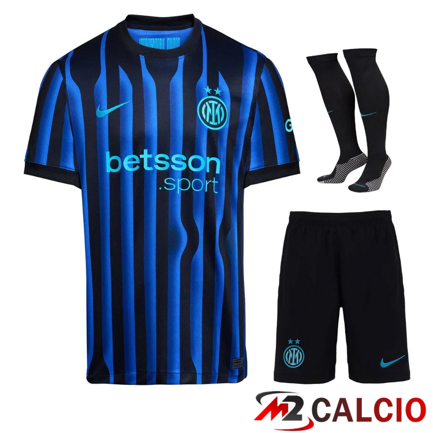 Maglie Calcio Personalizzate,Tute Calcio Squadre,Maglia Nazionale Italiana Calcio | Insieme Maglie Calcio Inter Milan Prima (Pantaloncini + Calzini) 2025 2026