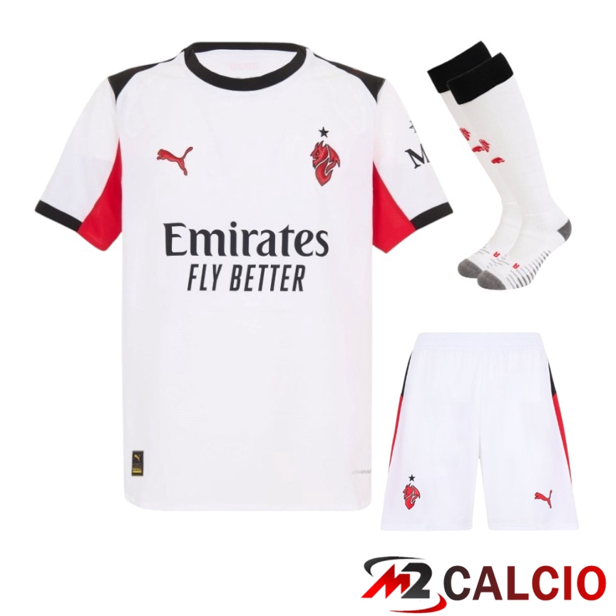 Maglie Calcio Personalizzate,Tute Calcio Squadre,Maglia Nazionale Italiana Calcio | Insieme Maglie Calcio AC Milan Seconda (Pantaloncini + Calzini) 2025 2026