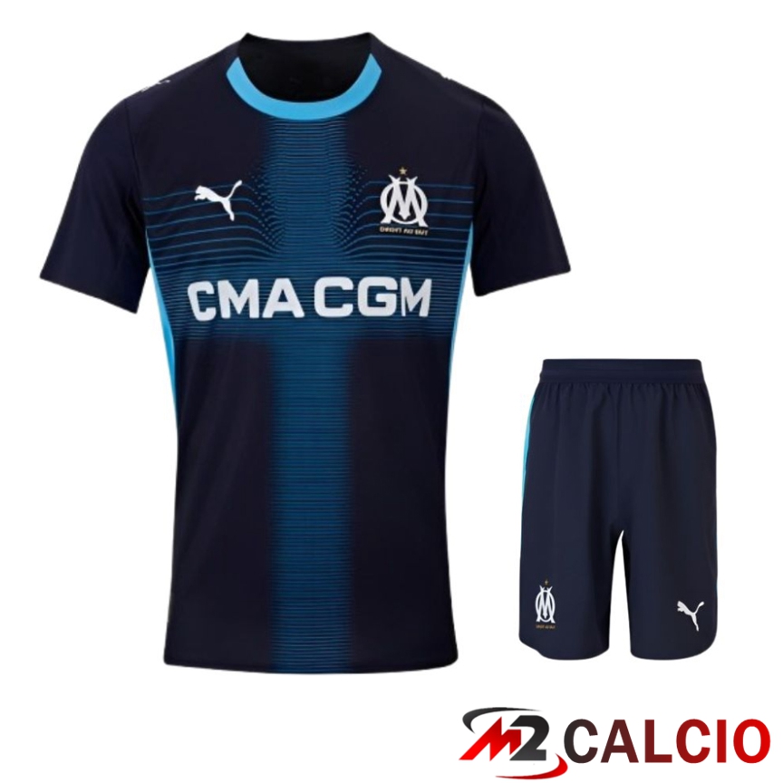 Maglie Calcio Personalizzate,Tute Calcio Squadre,Maglia Nazionale Italiana Calcio | Insieme Maglie Calcio Marsiglia OM Seconda + Pantaloncini 2025 2026