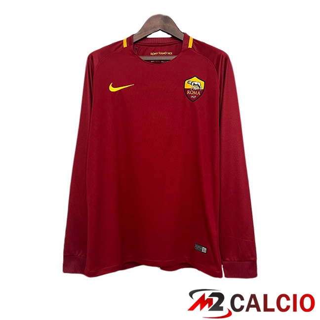 Maglie Calcio Personalizzate,Tute Calcio Squadre,Maglia Nazionale Italiana Calcio | Maglie Calcio AS Roma Retro Prima Manica Lunga Rosso 2017-2018