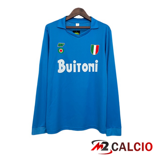 Maglie Calcio Personalizzate,Tute Calcio Squadre,Maglia Nazionale Italiana Calcio | Maglie Calcio SSC Napoli Retro Prima Manica Lunga Blu 1987-1988