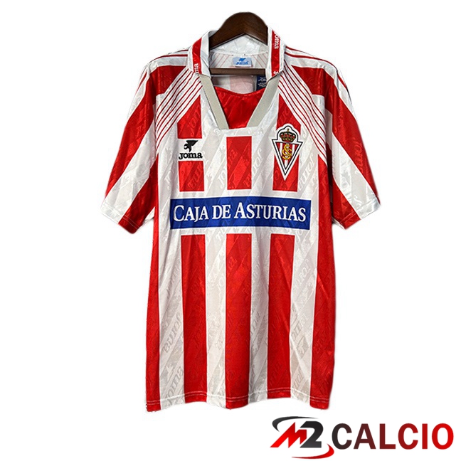 Maglie Calcio Personalizzate,Tute Calcio Squadre,Maglia Nazionale Italiana Calcio | Maglie Calcio Sporting Gijon Retro Prima Bianco Rosso 1994-1995