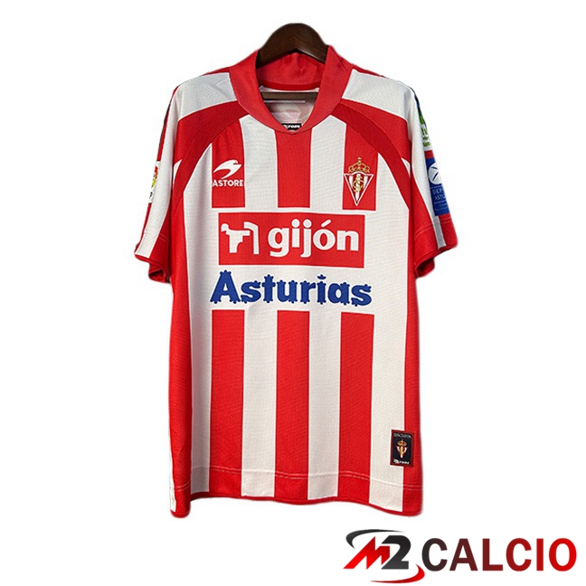 Maglie Calcio Personalizzate,Tute Calcio Squadre,Maglia Nazionale Italiana Calcio | Maglie Calcio Sporting Gijon Retro Prima Bianco Rosso 2008-2009