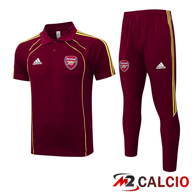 Maglie Calcio Personalizzate,Tute Calcio Squadre,Maglia Nazionale Italiana Calcio | Insieme Polo Arsenal + Pantaloni Rosso 2025/2026