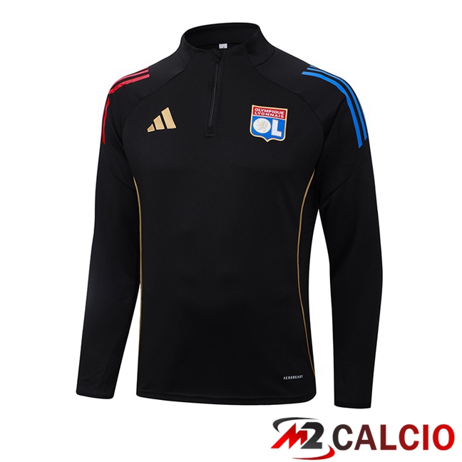 Maglie Calcio Personalizzate,Tute Calcio Squadre,Maglia Nazionale Italiana Calcio | Felpa Allenamento Lione OL Nero 2025/2026
