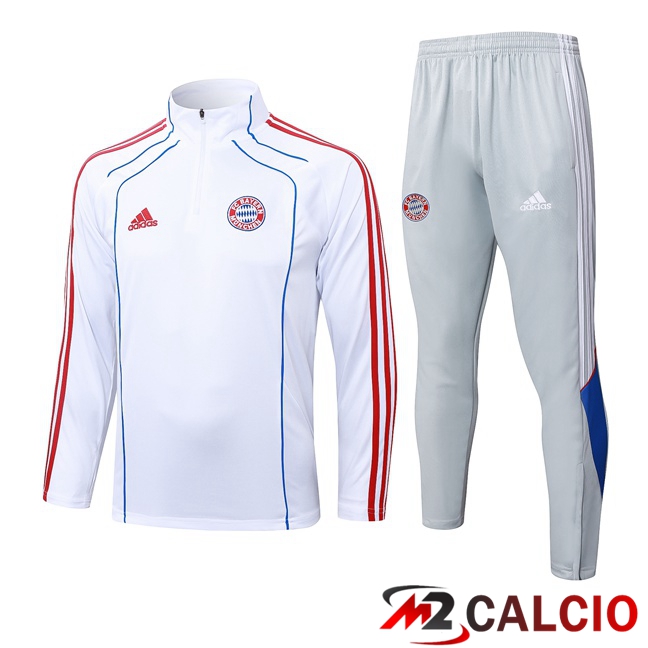 Maglie Calcio Personalizzate,Tute Calcio Squadre,Maglia Nazionale Italiana Calcio | Insieme Tuta Calcio Bayern Monaco Bianco 2025/2026